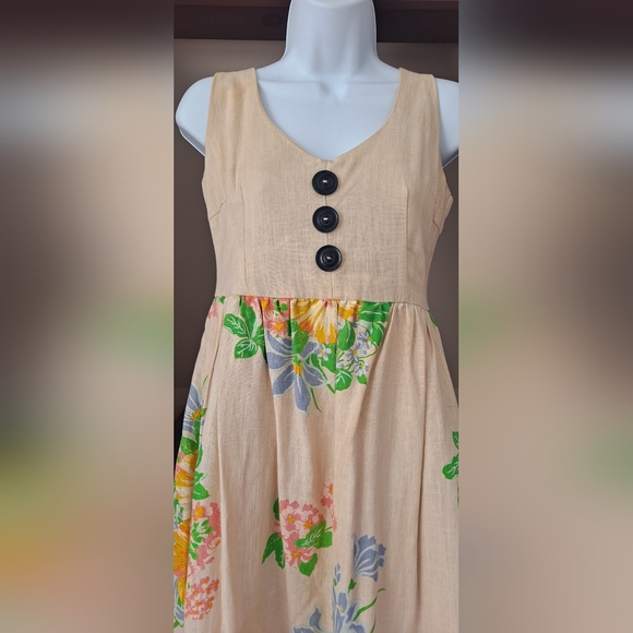 NWOT Designer Niko Niko KNITTED DOVE Floral Printed Empire Waist Babydoll Dress - Picture 8 of 13